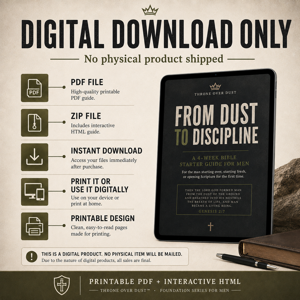 Men's 4 week Bible Study From Dust to Discipline